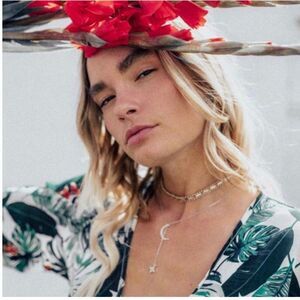 NWT Lili Claspe Rope The Moon & Star Lariat Necklace Silver Plate